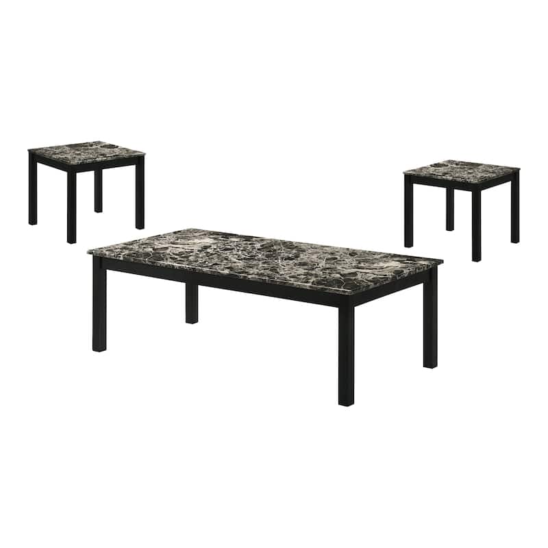 Furniture of America Sonnet Modern 3-Piece Wood Coffee Table Set with 2 End Tables