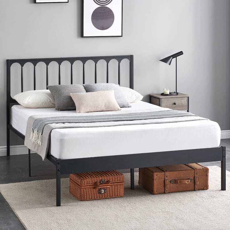 Metal Queen Size Modern Bed Frame Platform Mattress Foundation