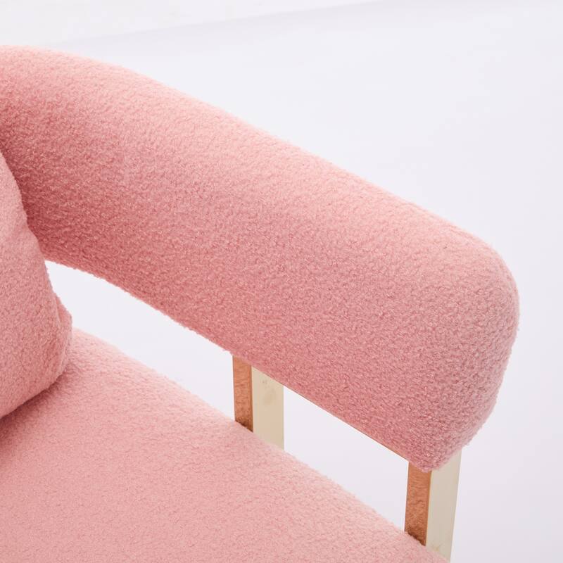 Simple And Stylish Accent Chair With Metal Foot, Teddy Velvet Upholstered Sofas For Bedroom, Living Room, Balcony, Office