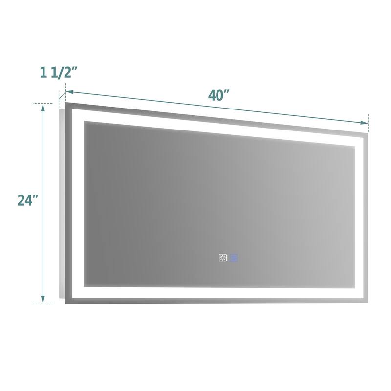 Wall Mounted Bathroom Rectangle Front And Back light LED Mirror With Anti Fog And Dimmable