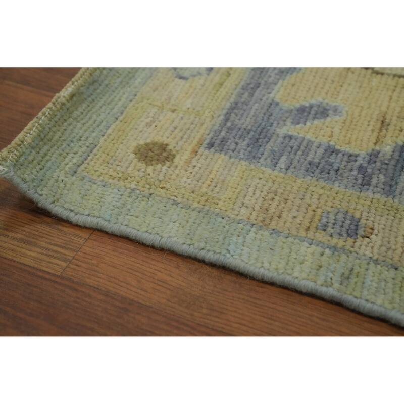 Vegetable Dye Wool Oushak Turkish Area Rug Floral Geometric Carpet - 11' 7'' X 9' 1''