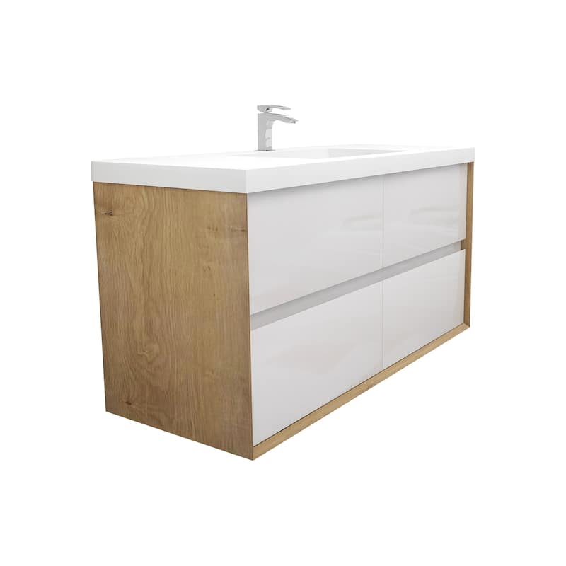 Selina 48" Wall Mounted Vanity with Single Sink - 48 - Glossy - Glossy White