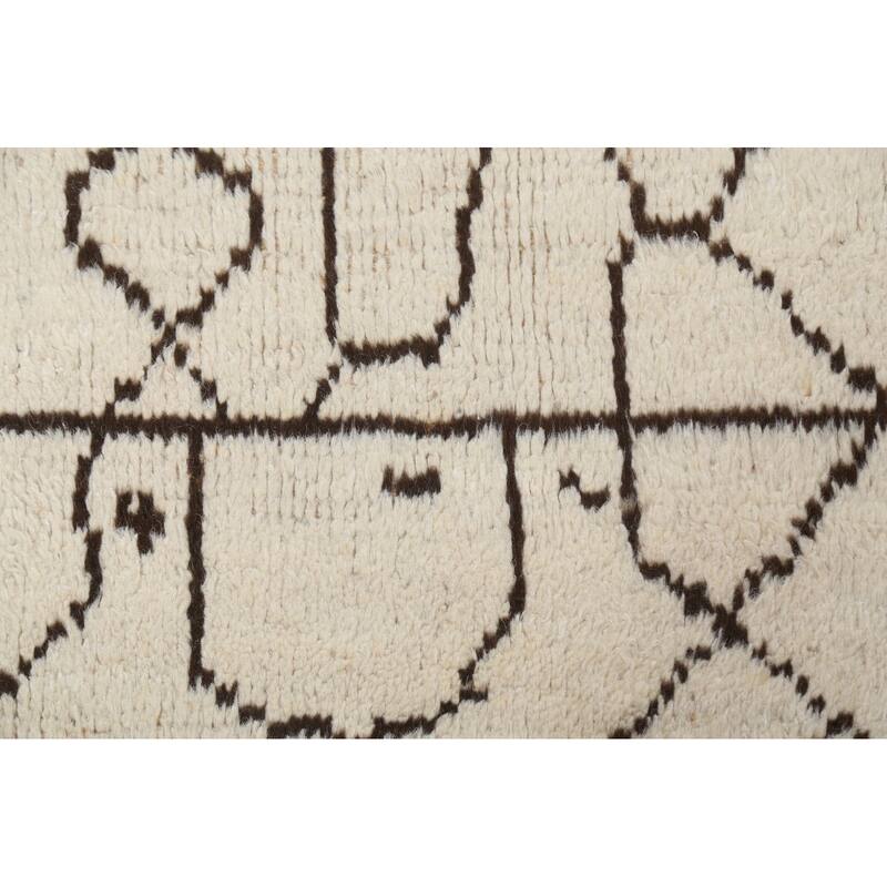 Tribal Contemporary Moroccan Wool Area Rug Hand-knotted Bedroom Carpet - 4'1" x 6'4"