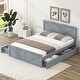 preview thumbnail 3 of 24, Queen Platform Bed with 4 Drawers, Headboard & Support Legs, Grey