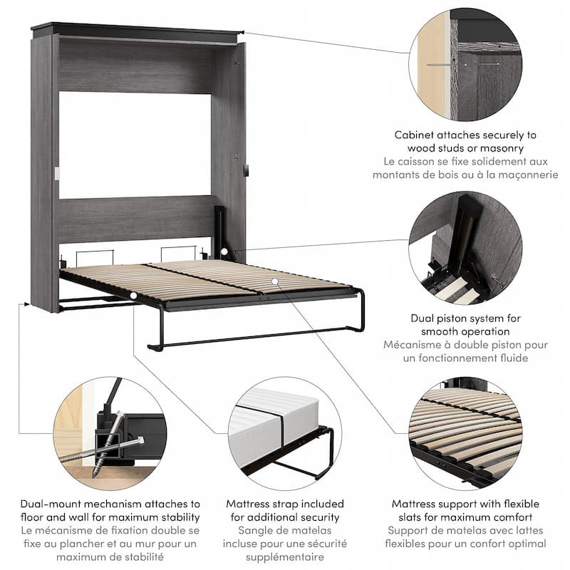 Orion 67W Queen Murphy Bed by Bestar