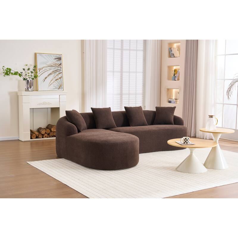 98.4" Chenille L-Shaped Sectional Sofa with Chaise & Pillows