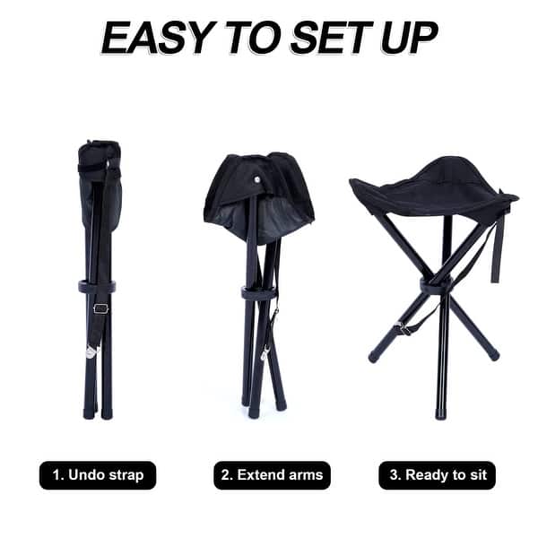 Folding Tripod Camping Stool Tri-Leg Slacker Chair Super Compact for