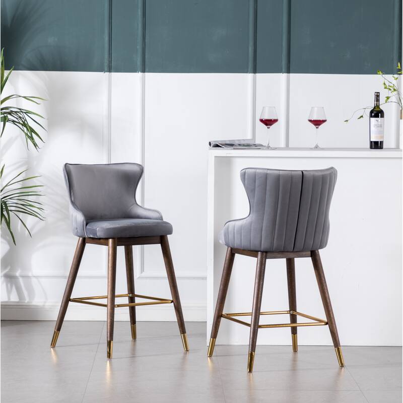 Upholstered Counter Height Wingback Stools,Set of 2