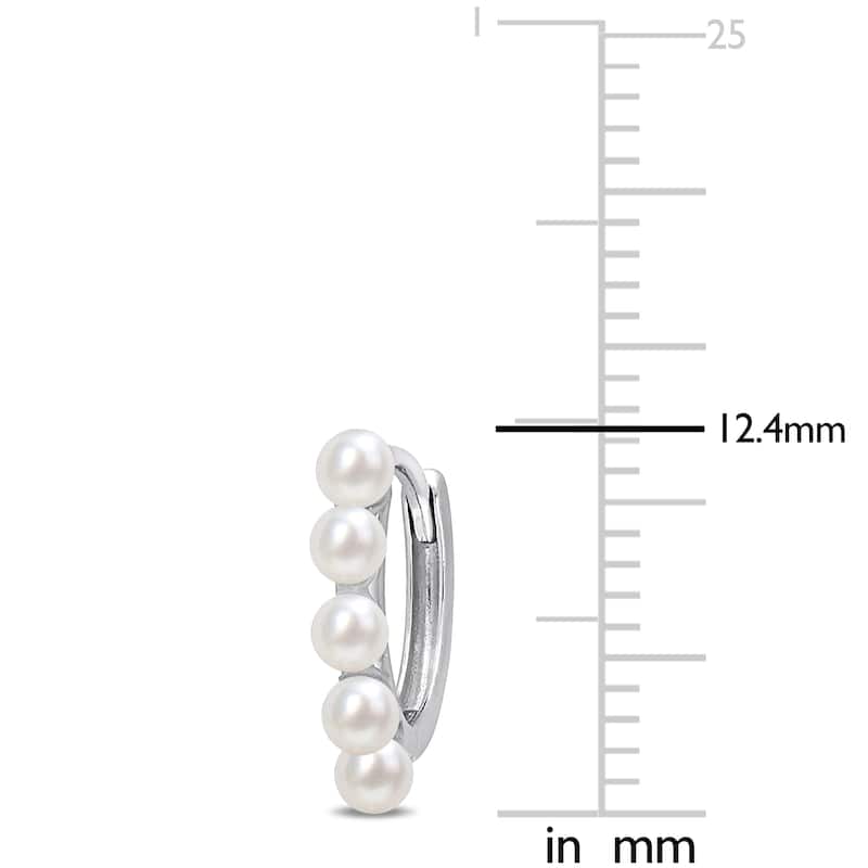 Miadora 2-2.5 mm Cultured Freshwater Pearl Mini Hoop Earrings in 10k White Gold