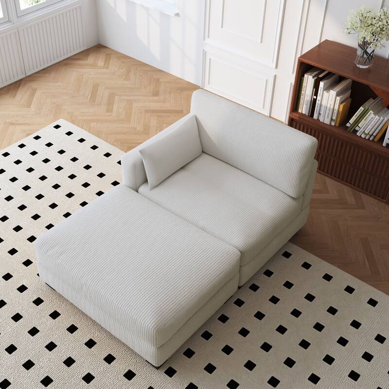 Modern Chaise Lounge Modular Sectional Sofa - Beige - Left Facing