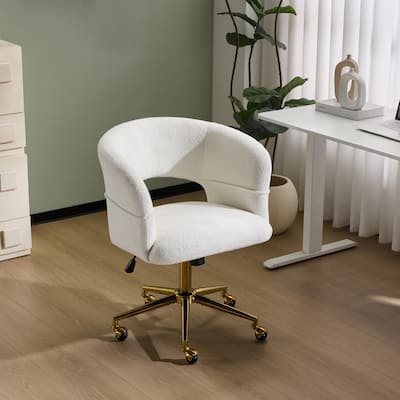22.64 Inch Velvet Ring Backrest Swivel Office Chair