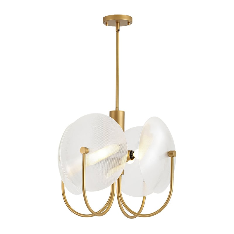 Designer 4-Light White Glass Disc Sphere Sputnik Chandelier 20in