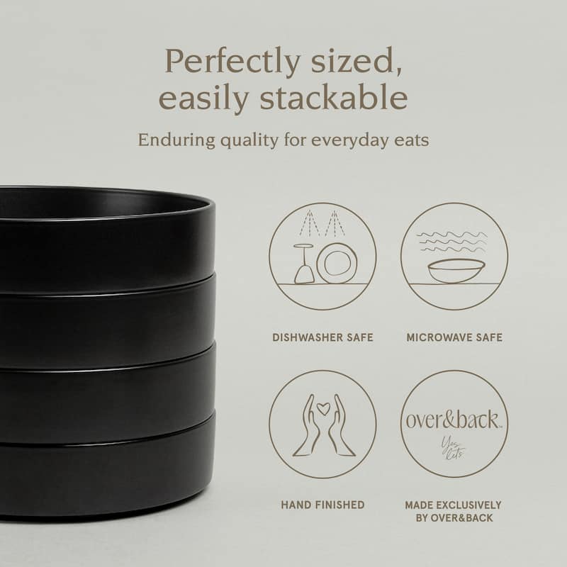 over&back Stackable 40oz Semi-Matte Stoneware Dinner Bowls