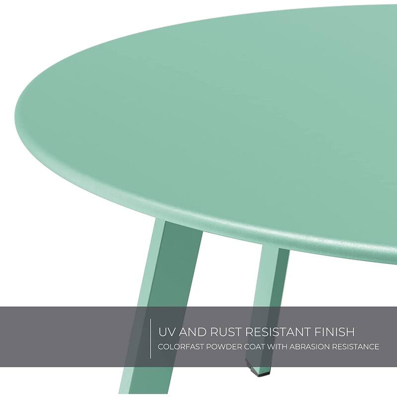 Patio Round Steel Patio Coffee Table, Weather Resistant Outdoor Large Side Table