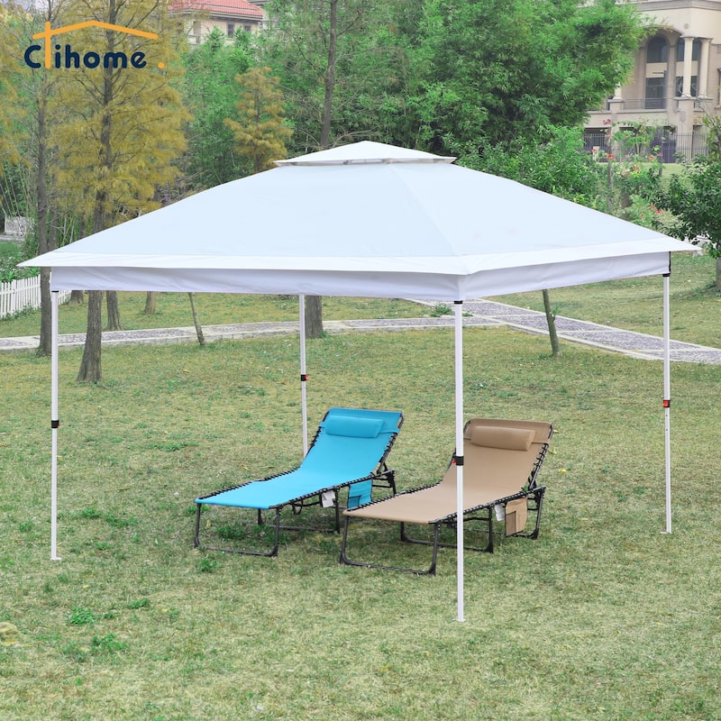 10.8 ft x 10.8 ft Outdoor Patio Metal Frame 2 Tier Vented Pop-Up Canopy Tent Portable Canopy