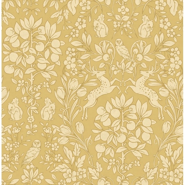 mustard yellow patterned wallpaper
