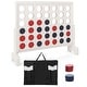 preview thumbnail 7 of 5, 4-in-a-row Wooden Game Set w/ 42 PCS Chips & Oxford Fabric Bag White