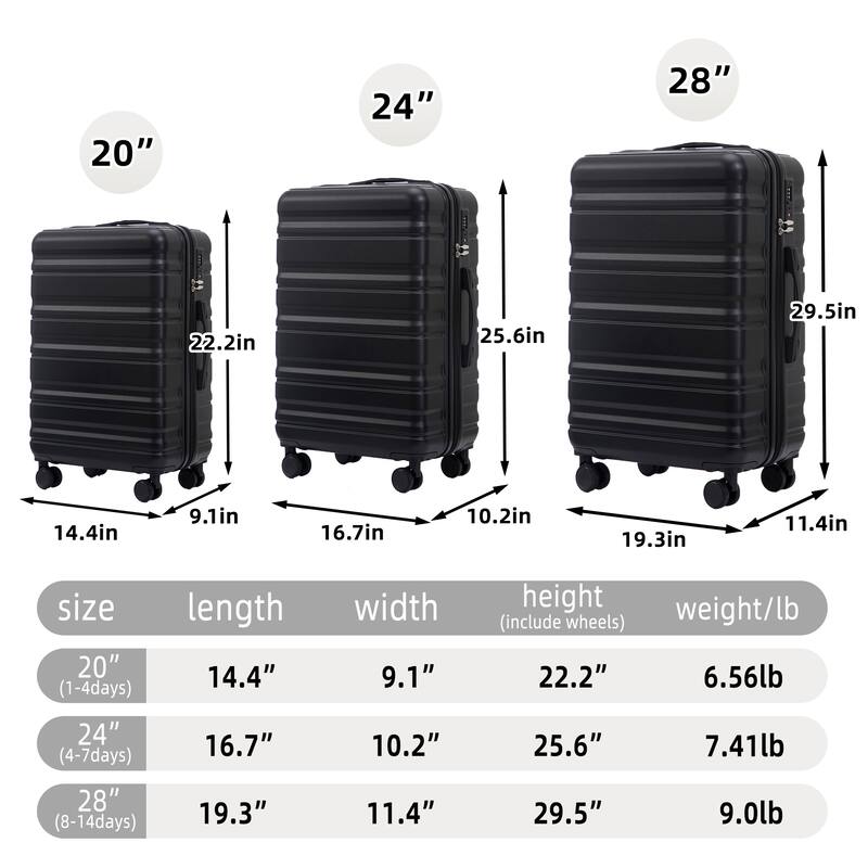 Fashion Luggage Lightweight Luggage, 3-Piece Set with Universal Wheels and Telescopic Handle, for Boarding and Travel