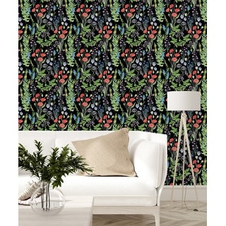 Dark Wallpaper with Meadow Flowers Peel and Stick and Prepasted - Bed ...