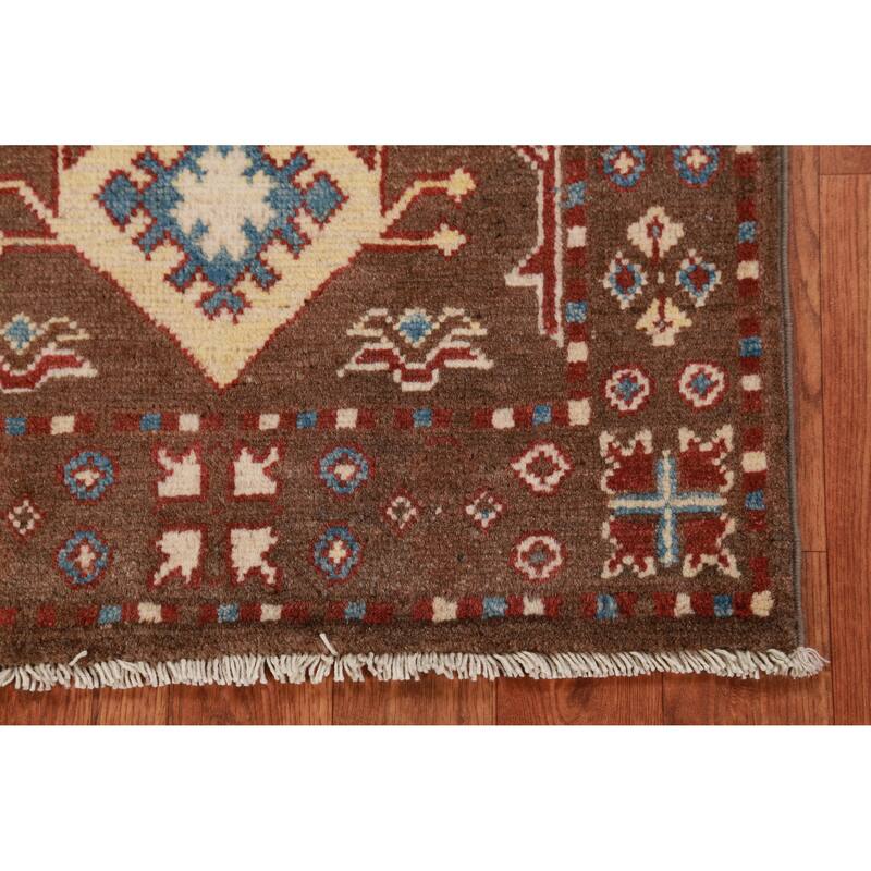 Brown Kazak Oriental Accent Foyer Rug Hand-Knotted Wool Carpet - 2'0"x 3'0"