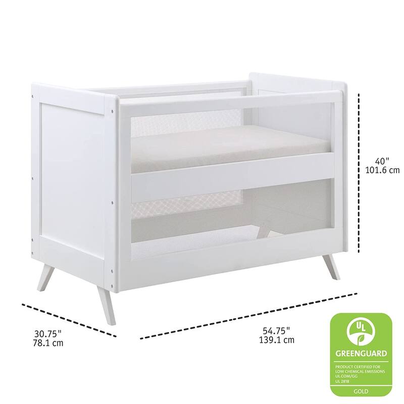 BreathableBaby Breathable Mesh 3-in-1 Convertible Crib, Greenguard Gold Certified