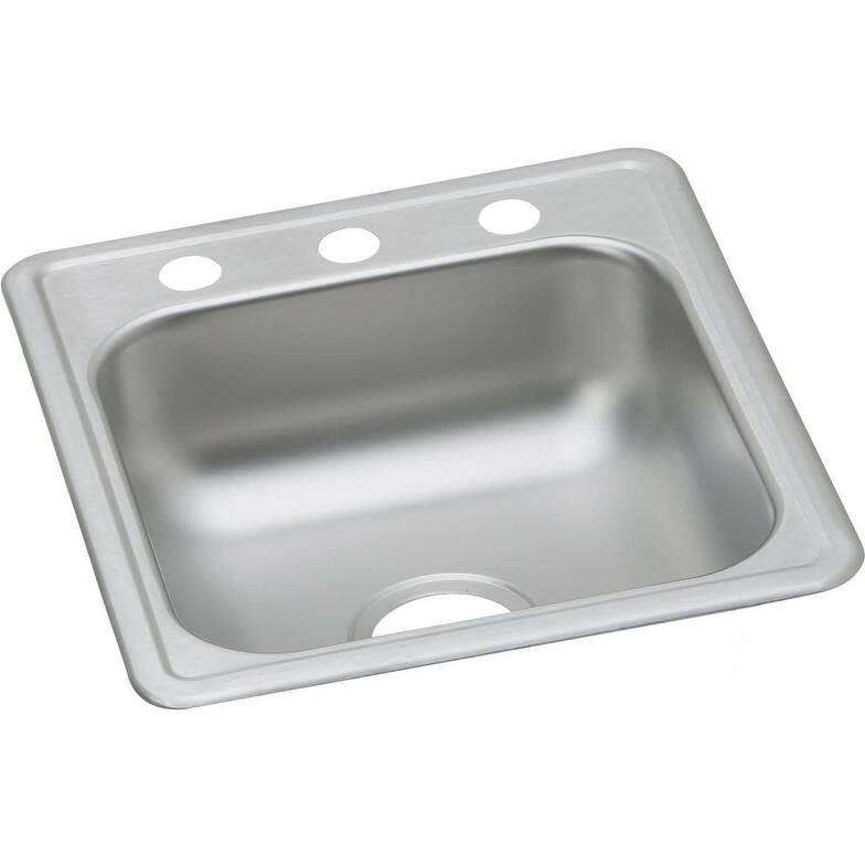 Elkay Dayton 17" Drop In Single Basin Stainless Steel Kitchen Sink - 3 Faucet Holes
