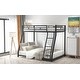 preview thumbnail 3 of 20, Metal Twin over Full Floor Bunk Bed,Built-In Sloping Ladder,Industrial Modern Style