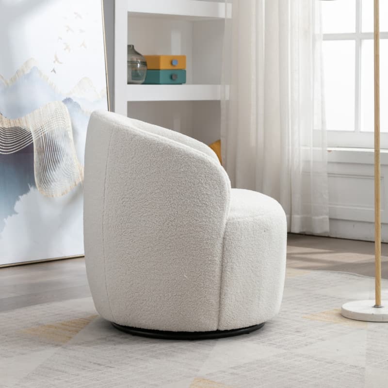 Teddy Fabric Swivel Accent Barrel Chair With Powder Coating Metal Ring