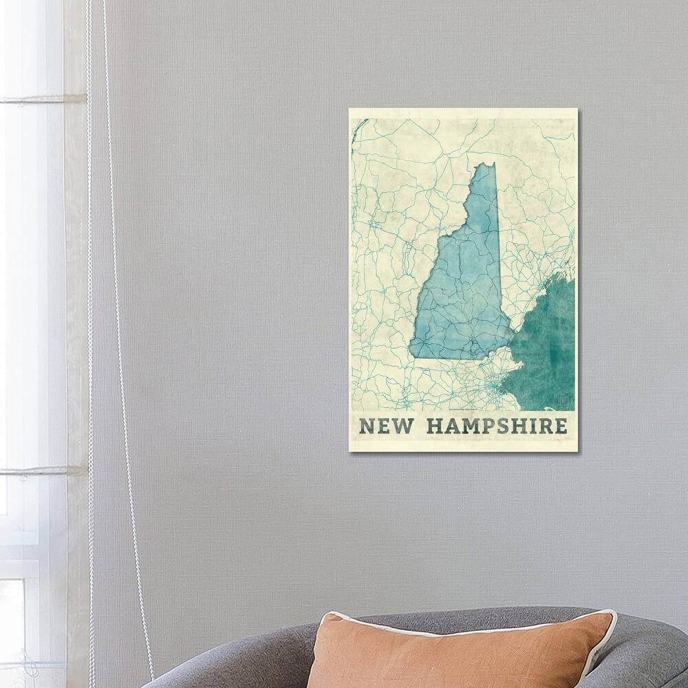iCanvas "New Hampshire Map" by Hubert Roguski Canvas Print