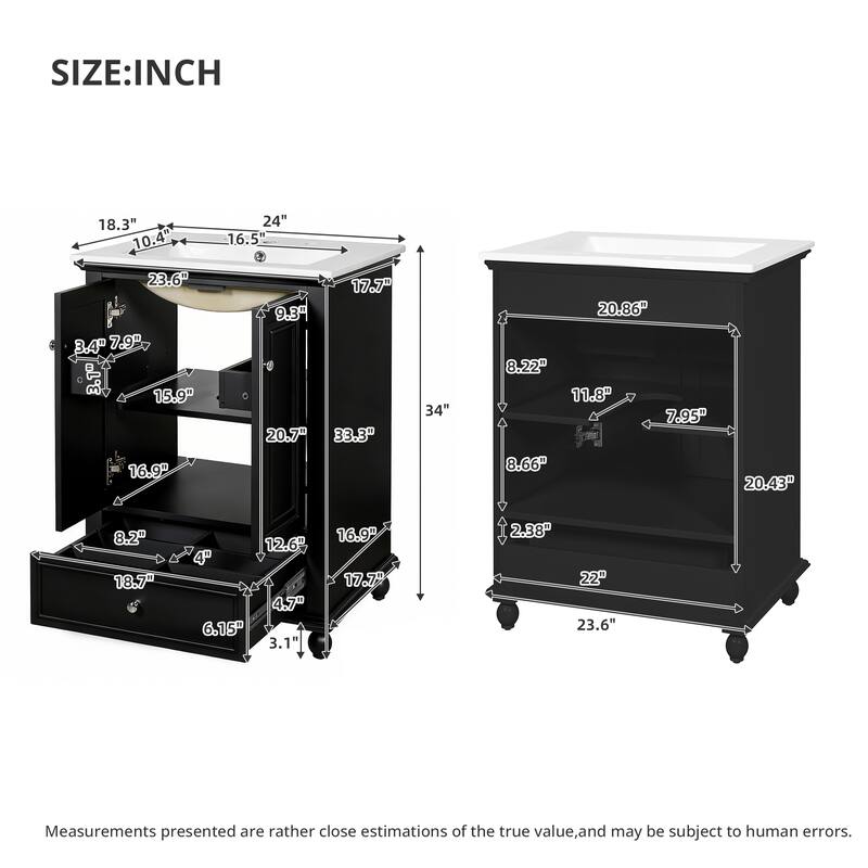 Soft Closing Doors Bathroom Vanity Cabinet with Ceramic Sink