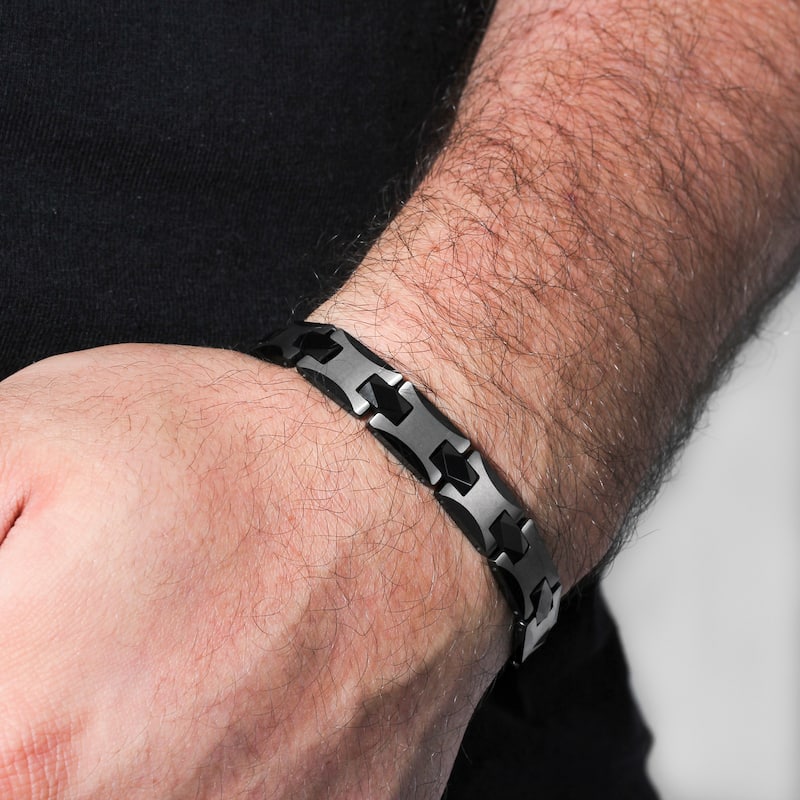 Steel Nation Tungsten Black Finish Beveled Edge Bracelet
