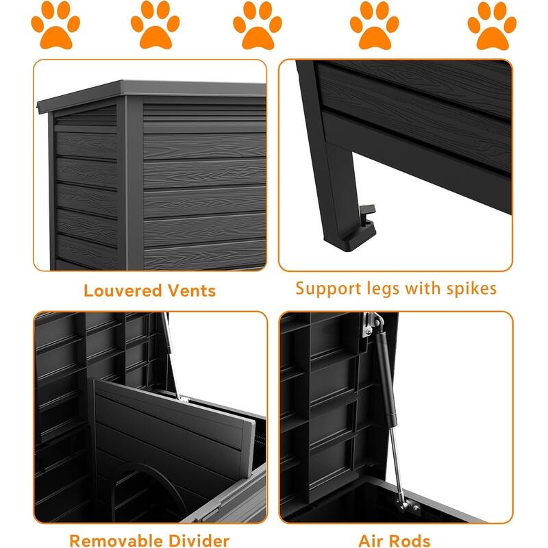 Outdoor Cat House,Weatherproof Resin Feral Cat Shelter(Black)