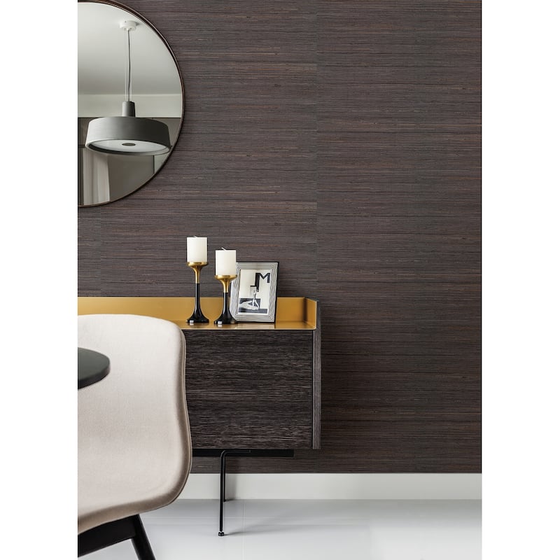 Paterson, Shandong Charcoal Grasscloth 24' L X 36" W, Wallpaper Roll - Charcoal