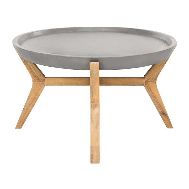 SAFAVIEH Outdoor Gunver Modern Concrete Dark Grey Coffee Table - 47.3" x 31.5" x 17.7" - 47Wx32Dx18H
