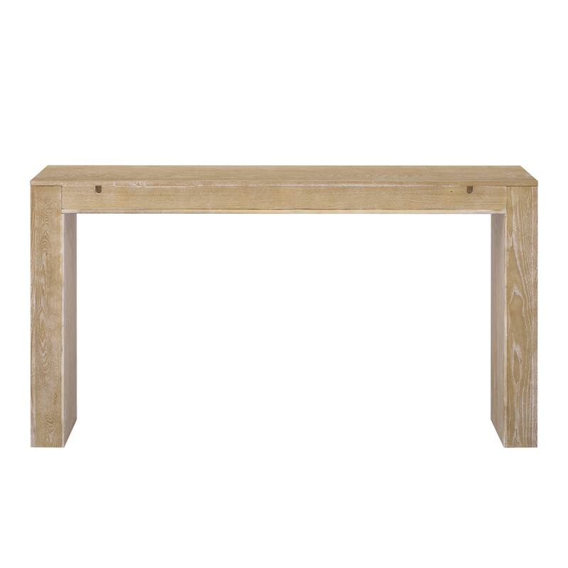 60"Modern Farmhouse Console Table with 2 Concealed Drawers,Waterfall Design Entryway Table with Thickened Legs&Rustic Wood Grain