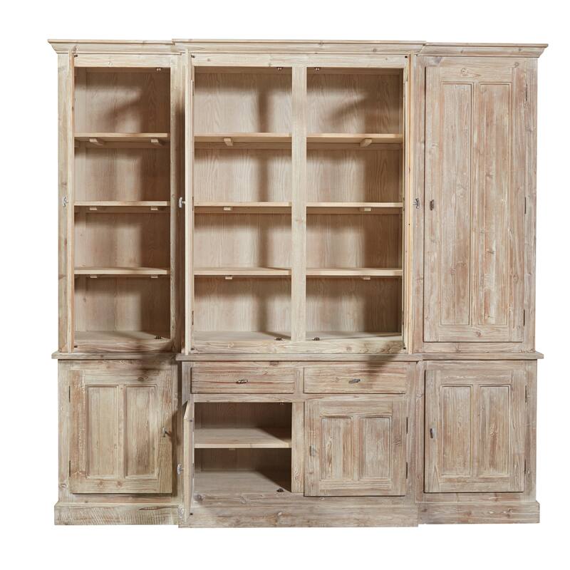Wainscott Reclaimed Pine Shabby Chic 91-inch Display Cabinet