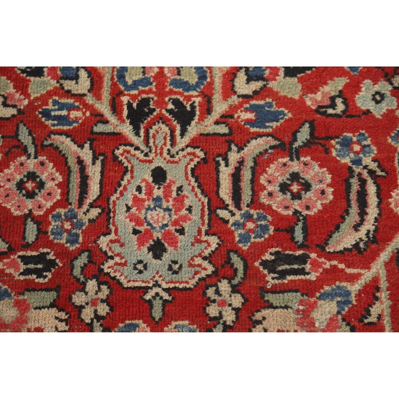 Hand Knotted Oriental 100% Wool Carpet Traditional All-Over Red Mahal Area Rug - 12' 8'' X 9' 6''