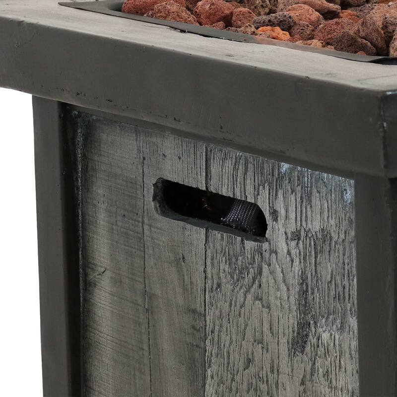 Sunnydaze Square Propane Gas Fire Pit Table with Weathered Wood Look - 24-Inch