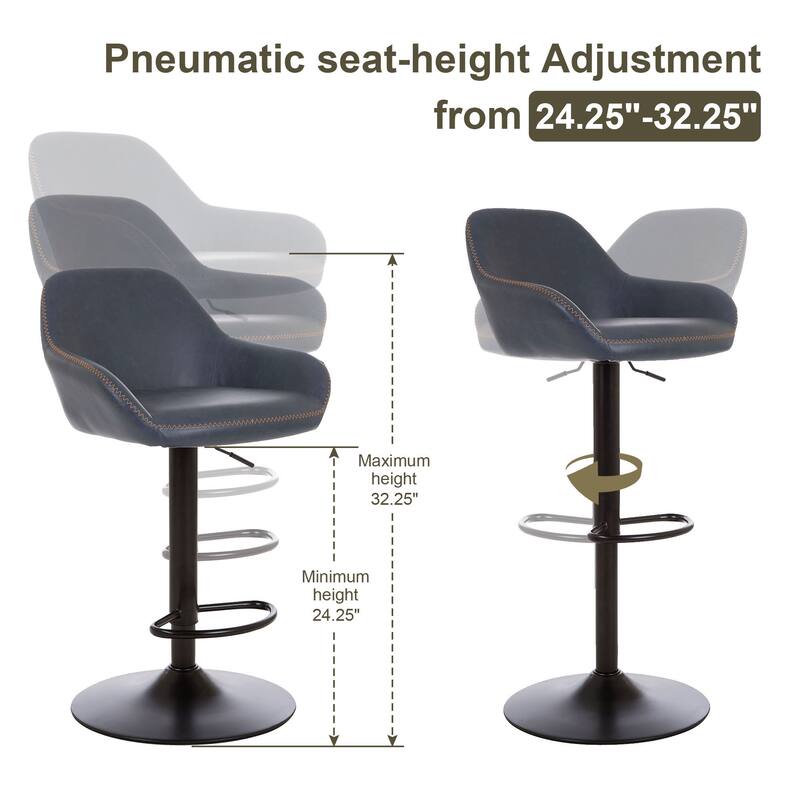 Glitzhome 41"H Round Wood Top High Pub Table with Gaslift Adjustable Swivel Bar Stools Set