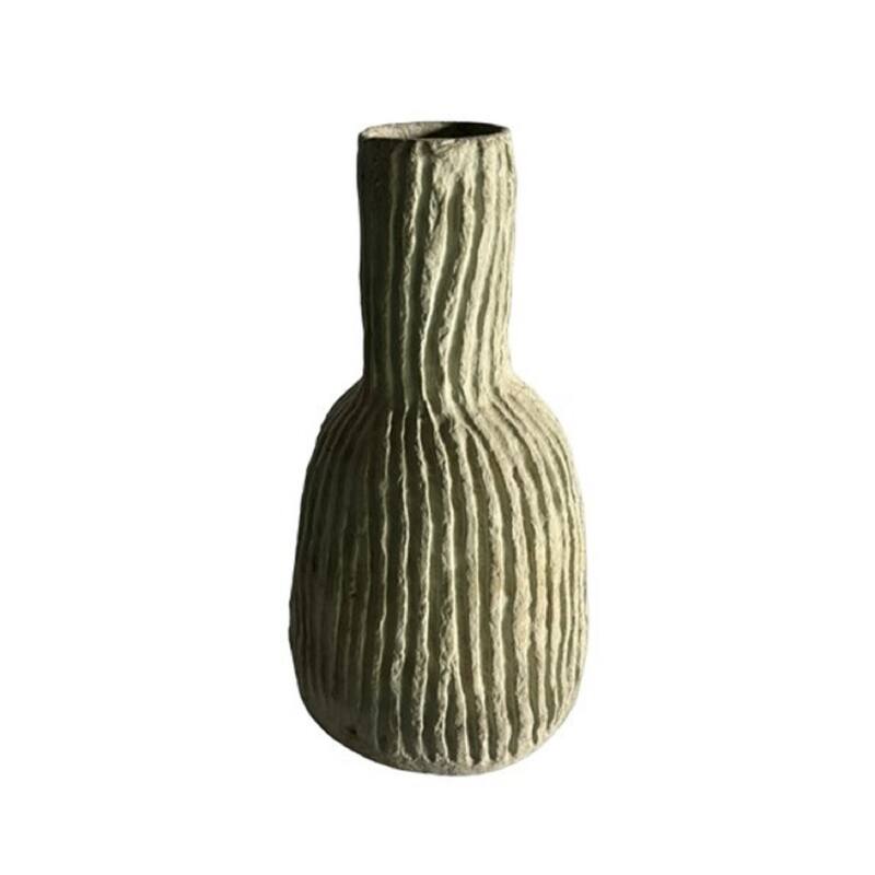 Vertical Striped Paper Mache Vase - 15.75"