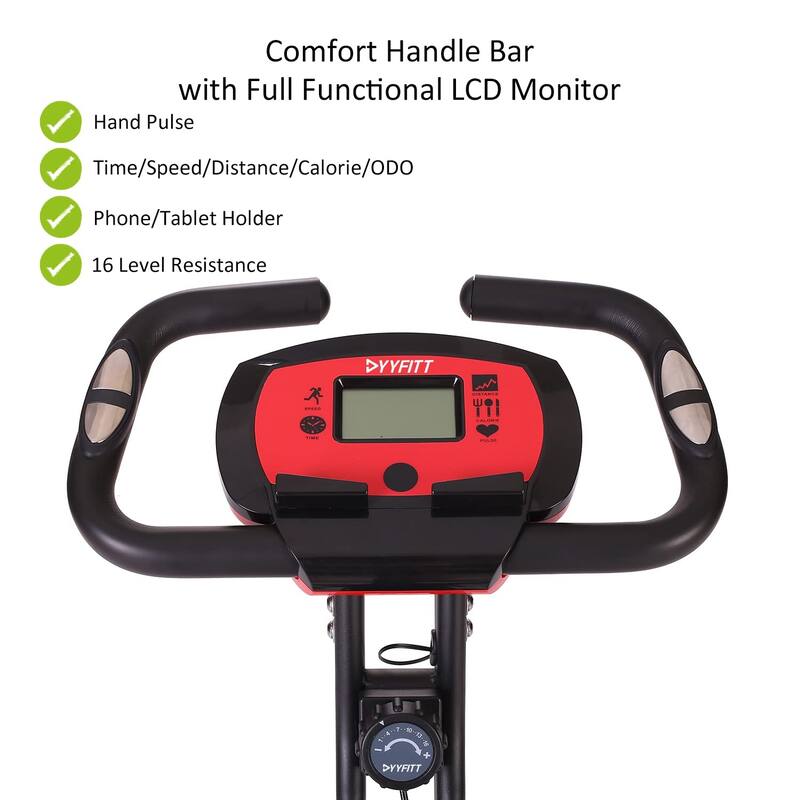 Folding Exercise Bike, Stationary Bikes with Arm Workout Bands, Fitness