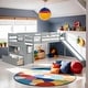 preview thumbnail 2 of 9, Contemporary Design Twin Low Loft Bed with Stairs and Slide, Sturdy Construction & Safety Guaranteed, Maximized Space, Grey