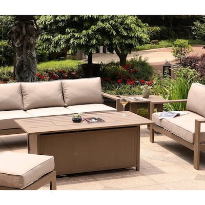 Marina Propane Firepit Table with Black Glass Beads