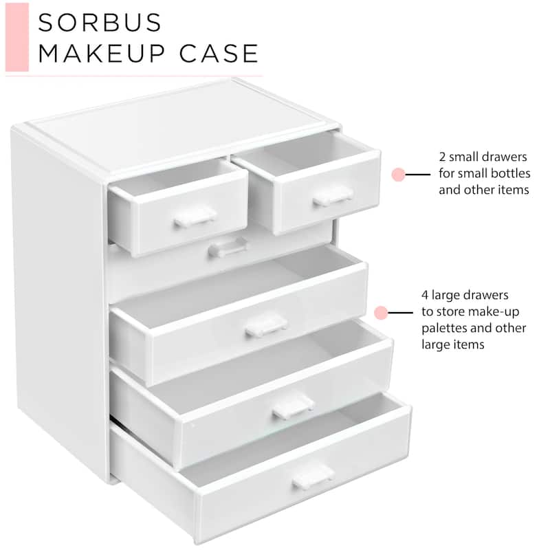 Sorbus Large Acrylic Makeup Organizer and Jewelry Storage Case - 9.50" L x 6.25" W x 11.25" H
