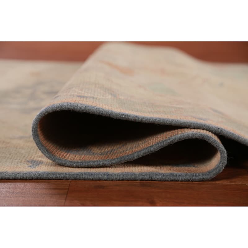 Hand Knotted Oriental 100% Wool Carpet Transitional Floral Beige & Ivories Oushak Area Rug - 7' 0'' X 4' 0''
