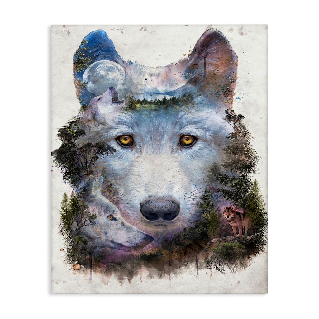 Stupell Wolf Form with Woodland Scene Canvas Wall Art Design By Barrett Biggers