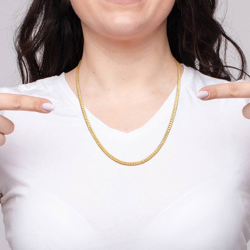 Miadora 4mm Curb Link Chain Necklace in 14k Yellow Gold- 22 in