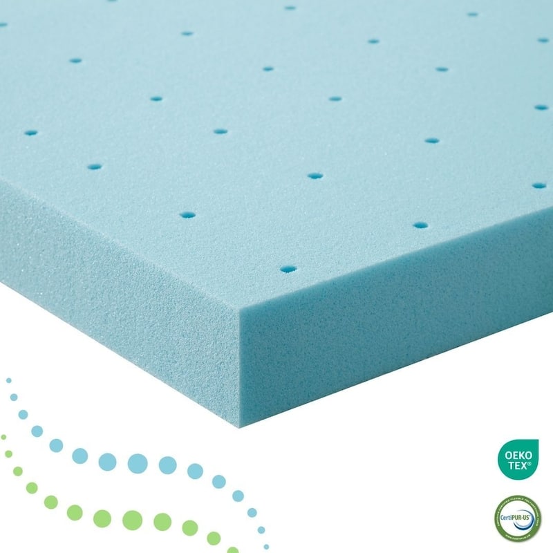 L'Baiet Cooling Gel Memory Foam Mattress Topper Medium Firm - Blue