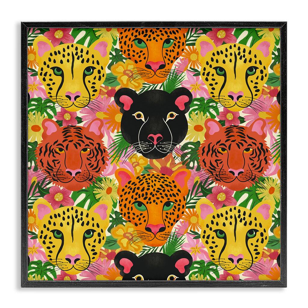 Stupell Jungle Cats Wildlife Pattern Framed Giclee Art Design By Carrie Cantwell
