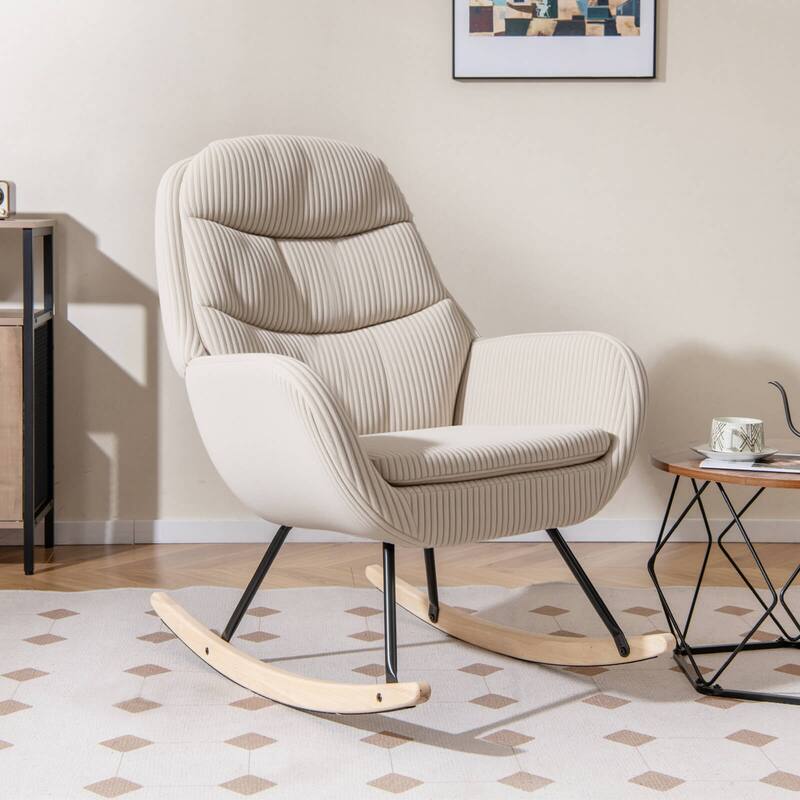 Costway 1/2 PCS Upholstered Rocking Chair with Padded Backrest & Seat
